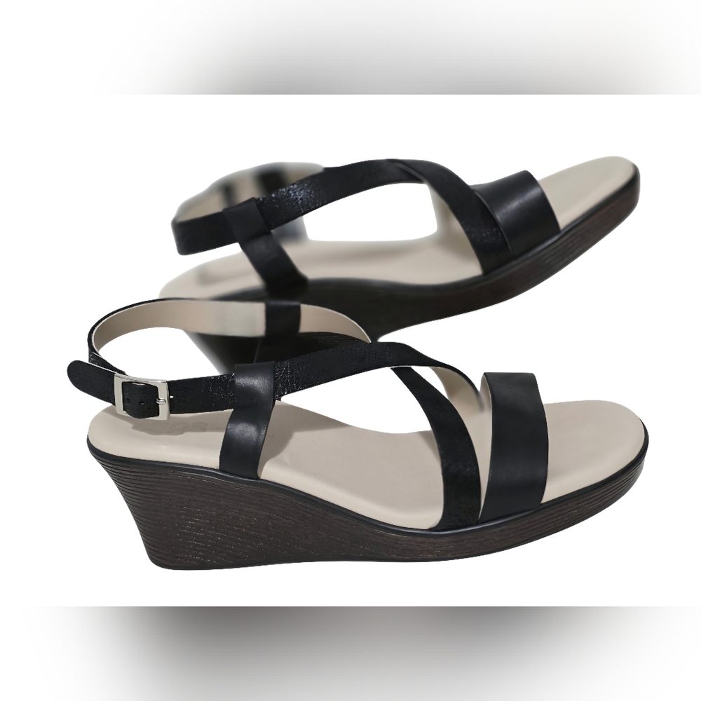 SAS Delight Cross Strap Wedge Sandal 8 1/2 WW NWOT Black - Picture 14 of 16